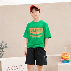 나나주니 아동용 라운드넥 자이언트 유니크 5부 바지 + 반팔 티셔츠 세트