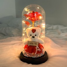 Hey Lumi LED玻璃罩小熊玫瑰氣氛燈, 紅色