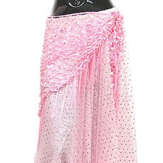 網紗髮帶臀部圍巾 BDSP-1701, 淺粉色