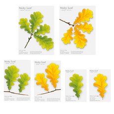 Appree Sticky Leaf 橡木基本款便利貼 綠色3款 + 黃色3款 C組合, 混合色, 1套