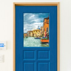 제제데코 인테리어 엠보 아파트 현관문 시트 베니스의 아침, 딥블루