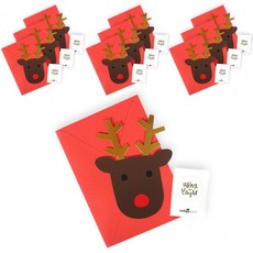 indi.k 燙金快樂魯道夫角色卡片 + 信封 + 貼紙套組, 混合顏色, 10套