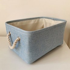 棉繩衣物及多用途物品收納箱, 藍色, L, 1個