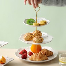 金色蝴蝶3層點心託盤, 1個