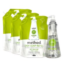method 美則 草本純淨洗碗精4件組 洗碗精532ml + 補充包1L 3包, 1組, 3532ml