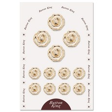 Button King 東大門鈕扣王 女款西裝鈕扣 15mm 8顆 + 21mm 4顆 套裝 玫瑰麻花, 1套, 金色