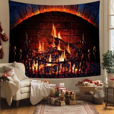 아티홈 벽난로 해피 크리스마스 태피스트리 TYPE22 두꺼운천, 혼합색상