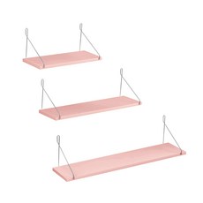 現代臥室壁架 3入組, 粉色, 1層