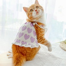 ARTIPET 寵物薄款圖案吊帶裙, 紫色愛心, 1個