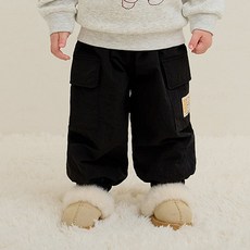 milkmile 可愛小熊保暖梭織工裝束口褲