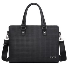 ADDEDIT 男士格紋Vers筆電公事包, 黑色