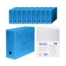 MiDAS Hyunpoong Progress Document A4 BOX F4041-1 10p + MunHyup L Holder 10p Set, 天空（文件盒），透明（持有人）, 1套
