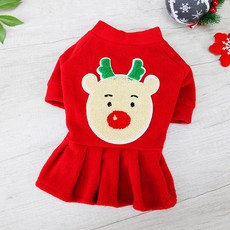 寵物魯道夫閃亮紅鼻子狗狗情侶連身裙, 紅色, 1個