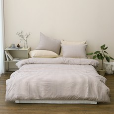 tacca tacca Mood Check 純棉被套, 米色