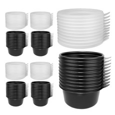 圓形哈夫粥碗 飯湯碗 450 黑色 50入 + 半透明蓋 50入 套組, 1個