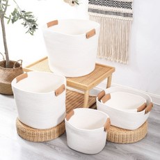 땡스갤러리 손짜임 다용도 무명실 수납 바구니 인형 장난감 정리 세트 TD0098, 화이트, 1세트