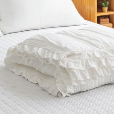 LYOCELL 花邊造型床墊毯, 白色