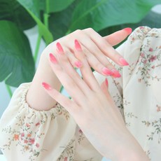 NAILHADA 黏貼式半永久凝膠美甲片 短橢圓甲型 24p + 專用雙面膠 + 酒精棉片組, 可愛櫻桃, 1個