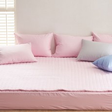 지베딩 버즈 순면 패밀리 패드 + 매트리스 커버 세트, 인디핑크