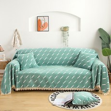 Market A 底部蕾絲布藝沙發套 斜紋, 綠色