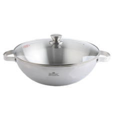 QUEEN SENSE 電磁爐適用Well Being系列附蓋3層不鏽鋼炒鍋, 36cm, 銀色