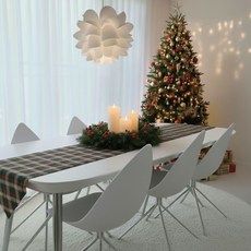 Syusyurum 聖誕節格紋桌旗, 格紋綠, 1個, 220 x 30 cm