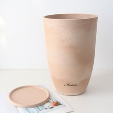 MORIANN 牛皮紙復古風霧麵塑膠花盆 + 底盤套組, 單一顏色, 1個