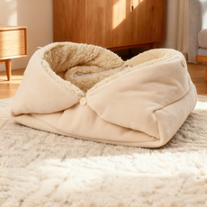 허니버블 반려동물 단추 접이식 방석 쿠션 매트, 베이지, 1개