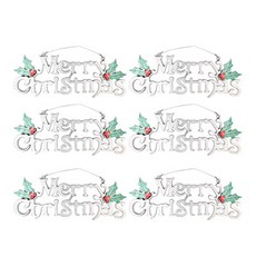 PARTYHAE 聖誕快樂 浮雕文字裝飾, 銀色, 6個