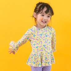 GOING KIDS 女童圖案印花長袖防曬泳衣