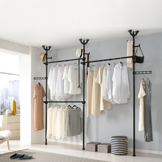 이지온 옷걸이봉 선반 행거 EOBC-303, 블랙