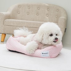 레드퍼피 강아지 딜리아 사각방석, 핑크, 1개