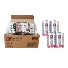 스위스밀리터리 알카라인 건전지 AAA 40p + 알카라인 건전지 C 4p 세트, 2개