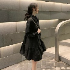 PEONIST 百褶襯衫式迷你連身裙, 黑色