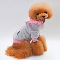 寵物鈕扣連帽刷毛外套, 灰色