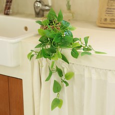 센트바스켓 그린잎 행잉 넝쿨 플랜트 조화, 스킨답서스, 1개
