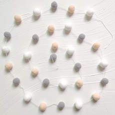 Selene馬卡龍毛球掛旗 one size, 2個, 灰色米色