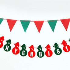파티해 펠트 오너먼트 눈사람 가랜드 + 펠트 삼각 파티 가랜드 크리스마스 세트, 혼합색상, 1개