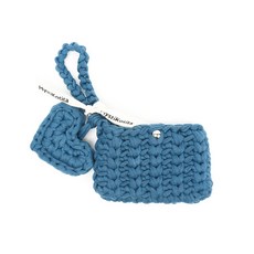 MystiKotita DIY 愛心V型卡夾 克拉拉紗線 卡夾 編織套組 鉤針 新手 附影片材料包 組合, 丹寧藍, 1套