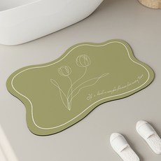 위더홈 감성 튤립 아트 뽀송 매트, 그린