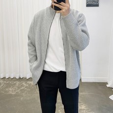 아도르클래식 남성용 터틀넥 집업 하찌 세미 오버핏 긴팔 니트