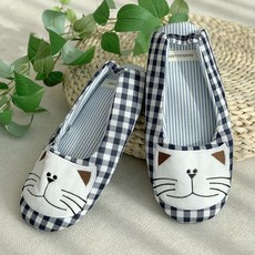 HANSGALLERY 貓咪刺繡室內襪套, 1個, 海軍藍