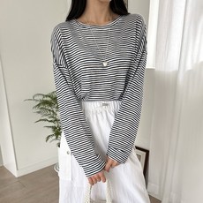 todayandlook 女款透膚條紋夏季長袖T恤