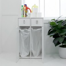 필웰 무노 2칸 분리수거함 + 아트스티커 5p + 봉투 20p 세트 방문설치, 화이트(분리수거함), 랜덤발송(스티커)