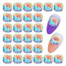 MEIBROWN 圓方型寶石美甲裝飾 10mm, AB, 30個