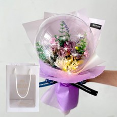 MORIANN 人造花燈飾字母氣球花束 + 購物袋, 優雅紫