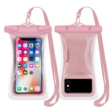 지비비 프리미엄 휴대폰 방수팩 + 스트랩 세트, 핑크, 2세트