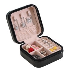 斯得斯 方形拉鍊耳環收納盒 10 x 10 x 5.5 cm, 1個, 黑色