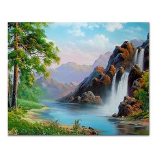 ADICO DIY油畫 瀑布風景 PH72 50 x 40 cm, 混合顏色, 1個