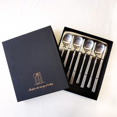 Bogen Luce 韓式湯筷 4人禮盒組 + 禮物盒, 單一顏色, 湯匙 4p + 筷子 4p, 1套